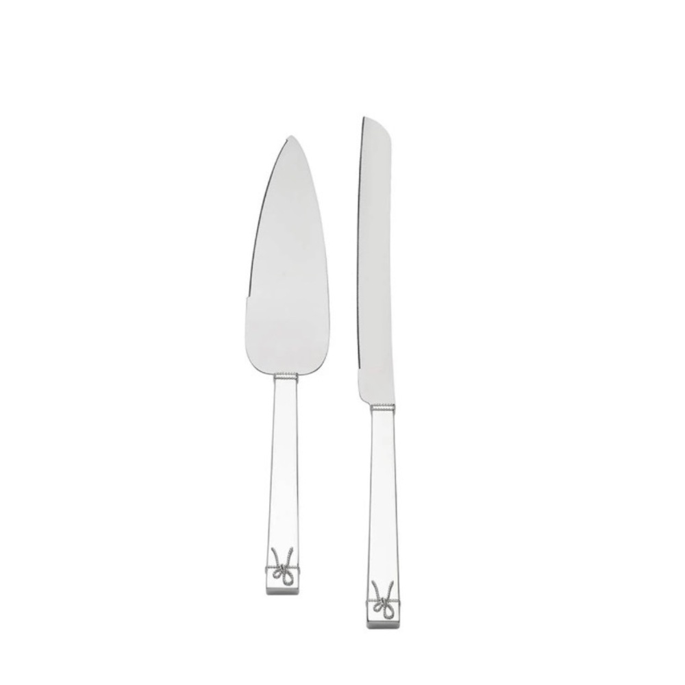 Elegant Silver Cake Knife and Server Set